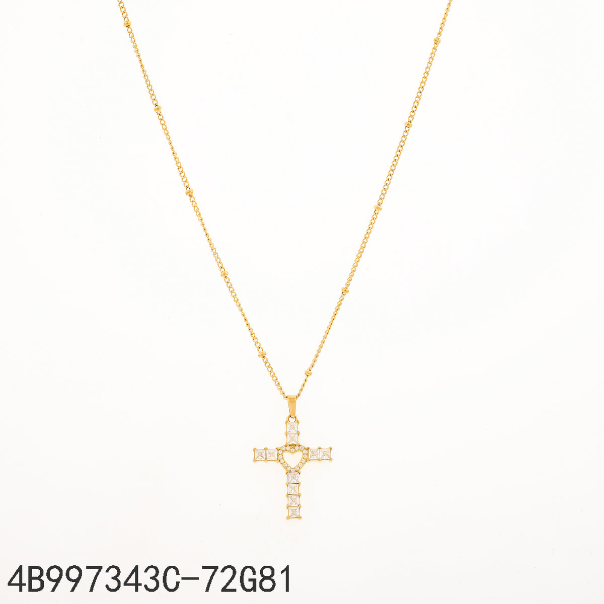 Collar Zirconia blanca Dorado Cruz