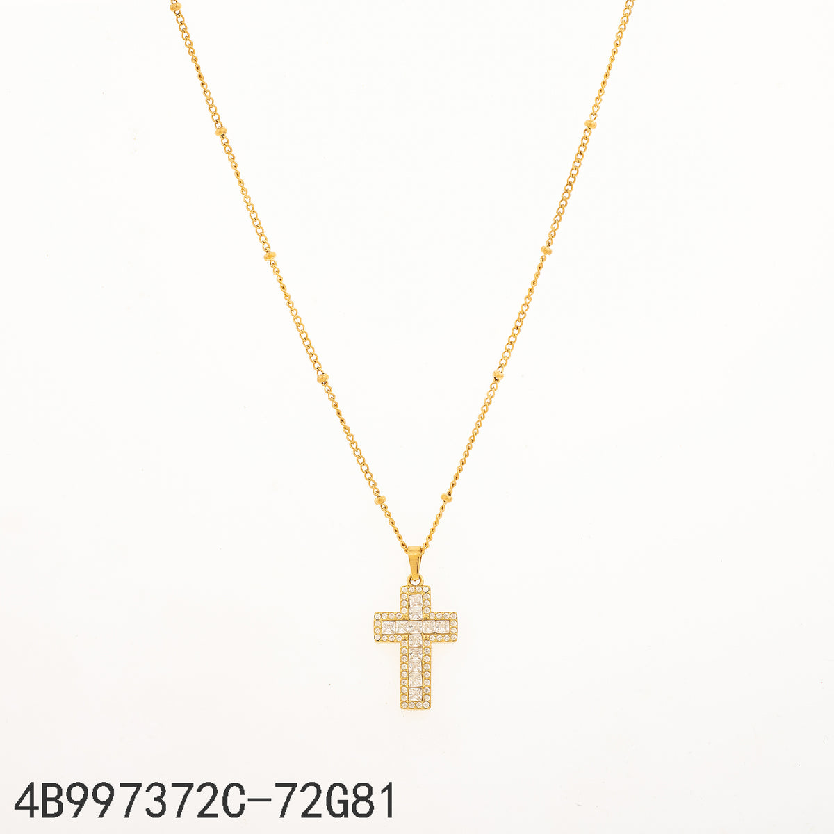Collar Zirconia blanca Dorado Cruz