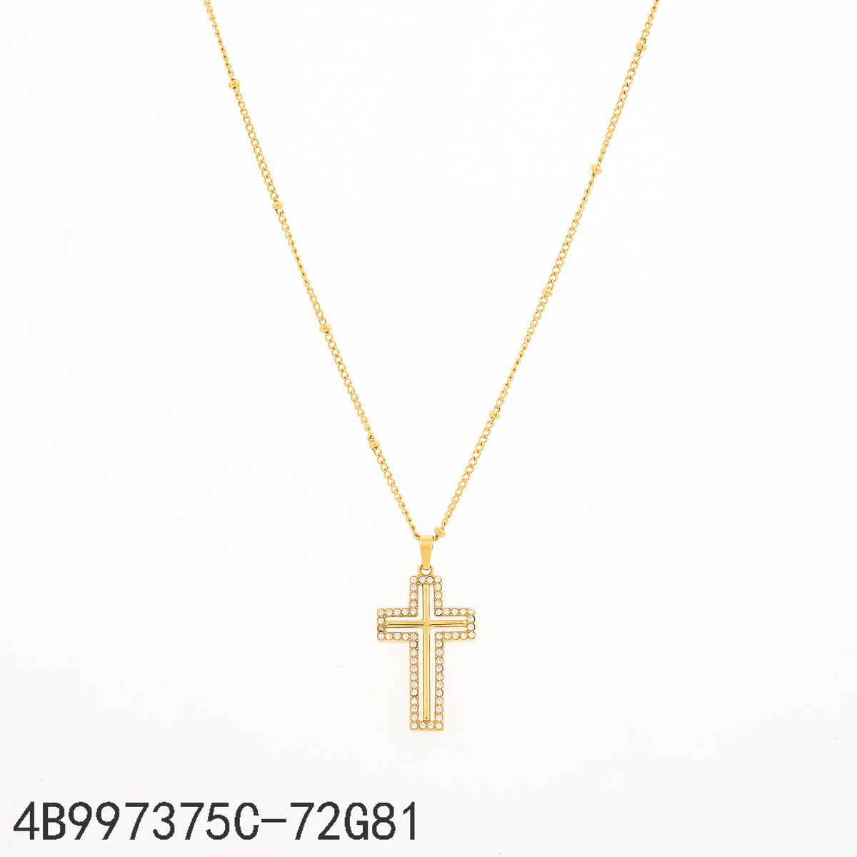 Collar Zirconia blanca Dorado Cruz