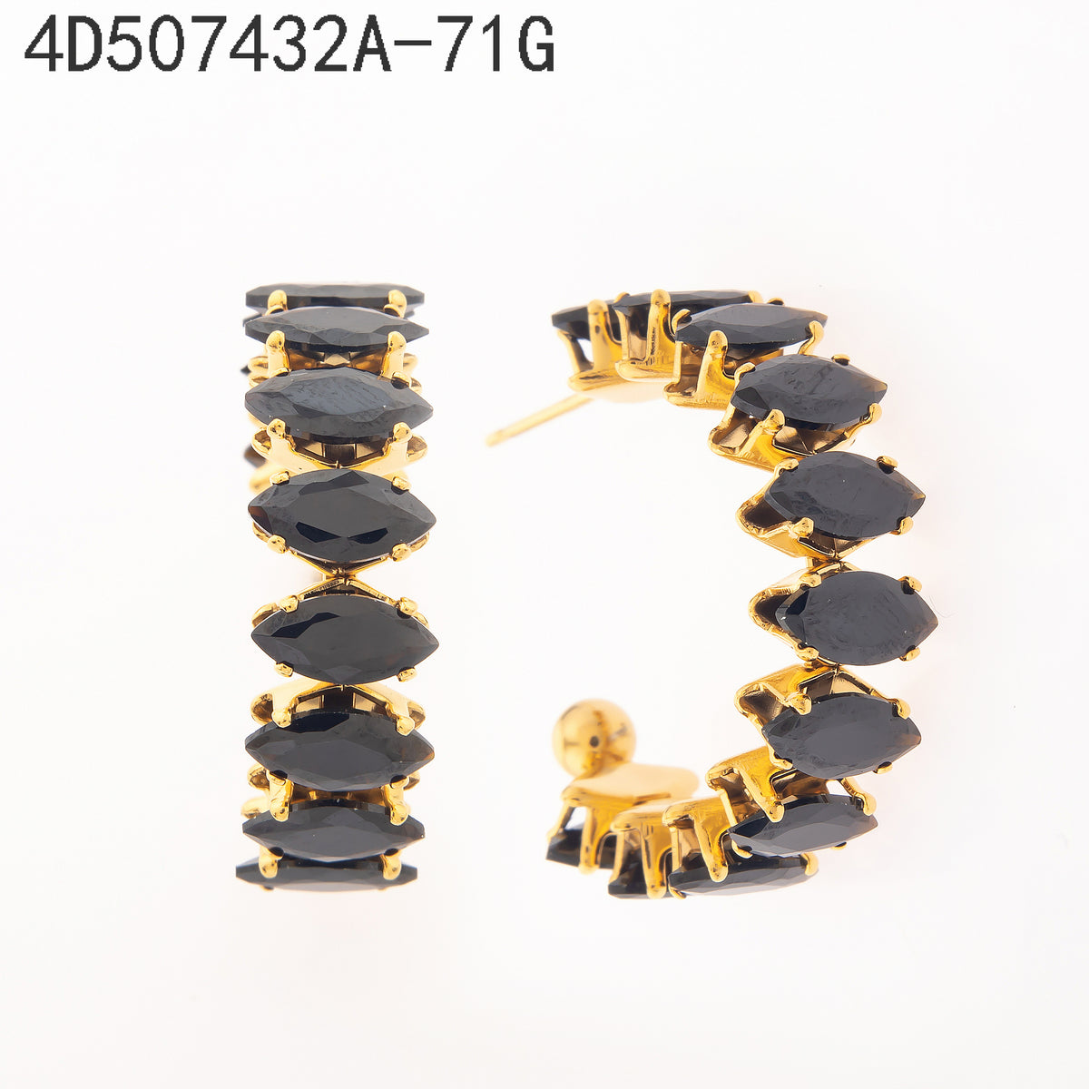 Pendientes Zirconia negra Dorado
