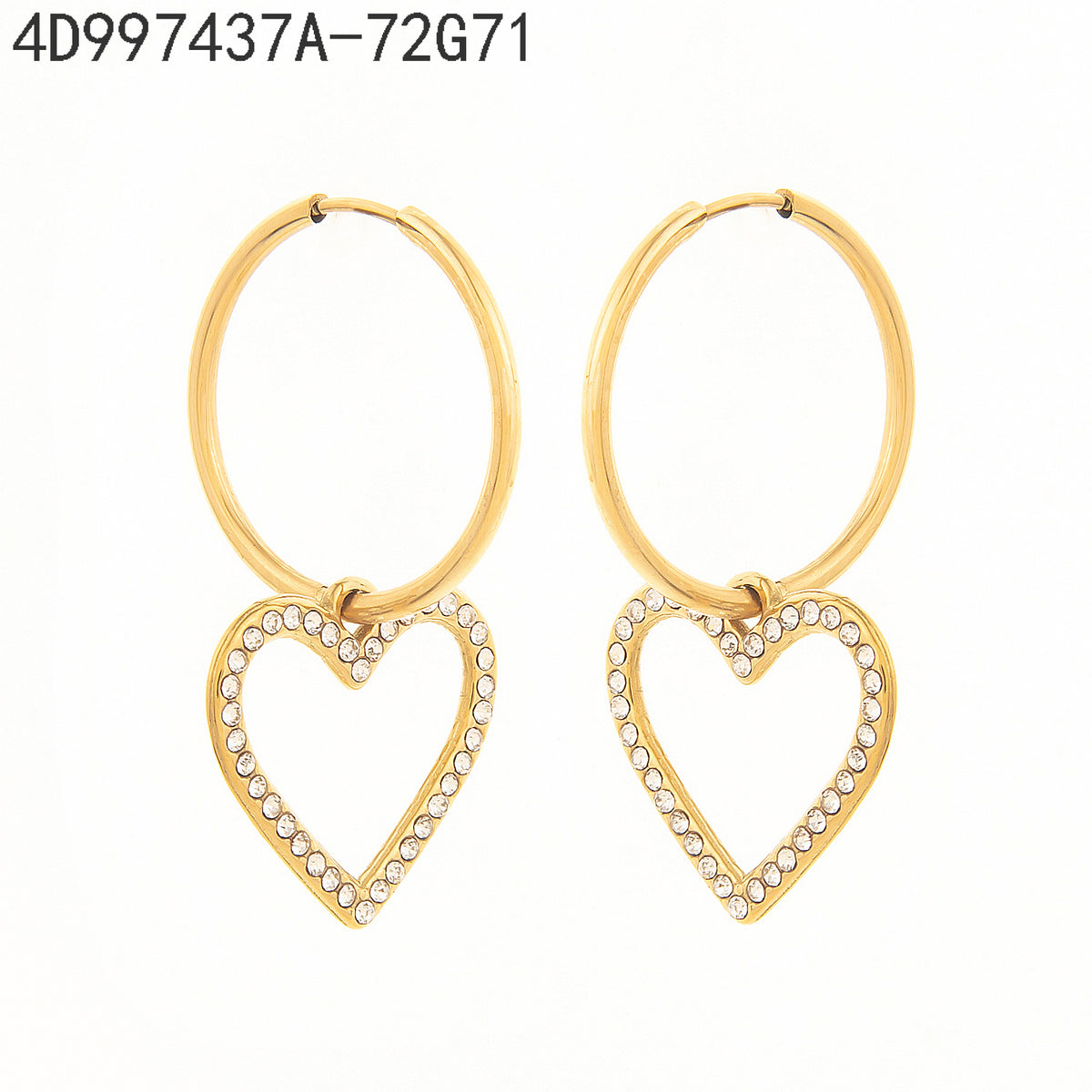 Pendientes Zirconia blanca Dorado Corazón