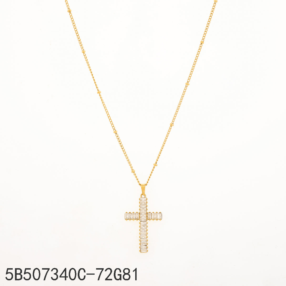 Collar Zirconia blanca Dorado Cruz
