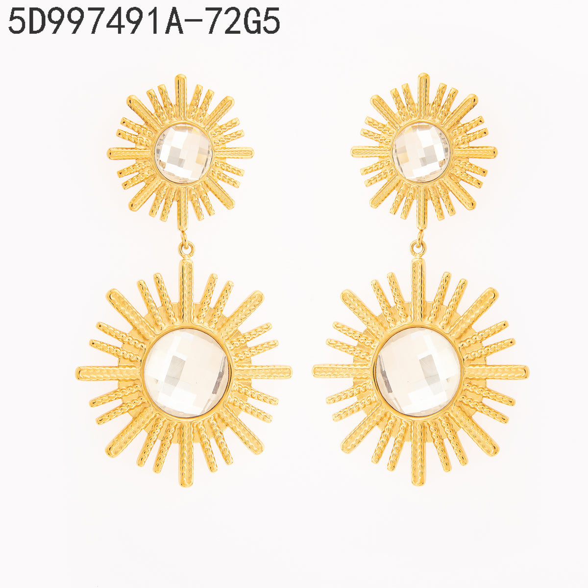 Pendientes Zirconia blanca Dorado Sol