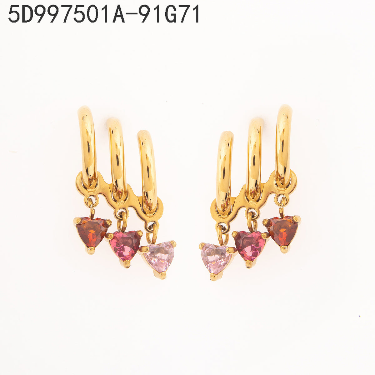 Pendientes Rubí Dorado Corazón