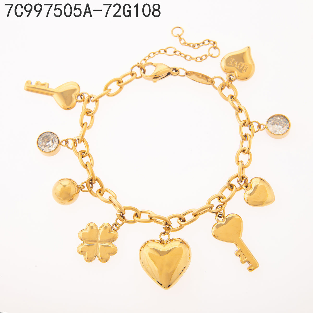 Pulsera Zirconia blanca Dorado s variados