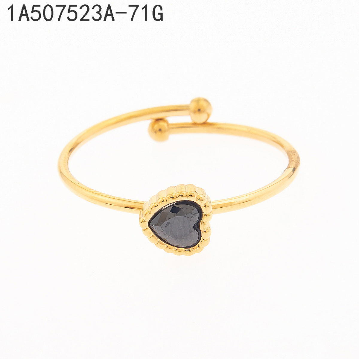 Anillo Zirconia negra Dorado