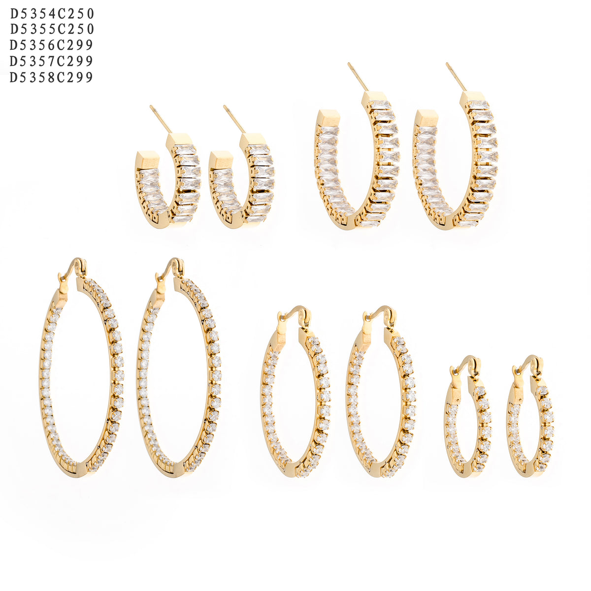 Pendientes Zirconia blanca Dorado