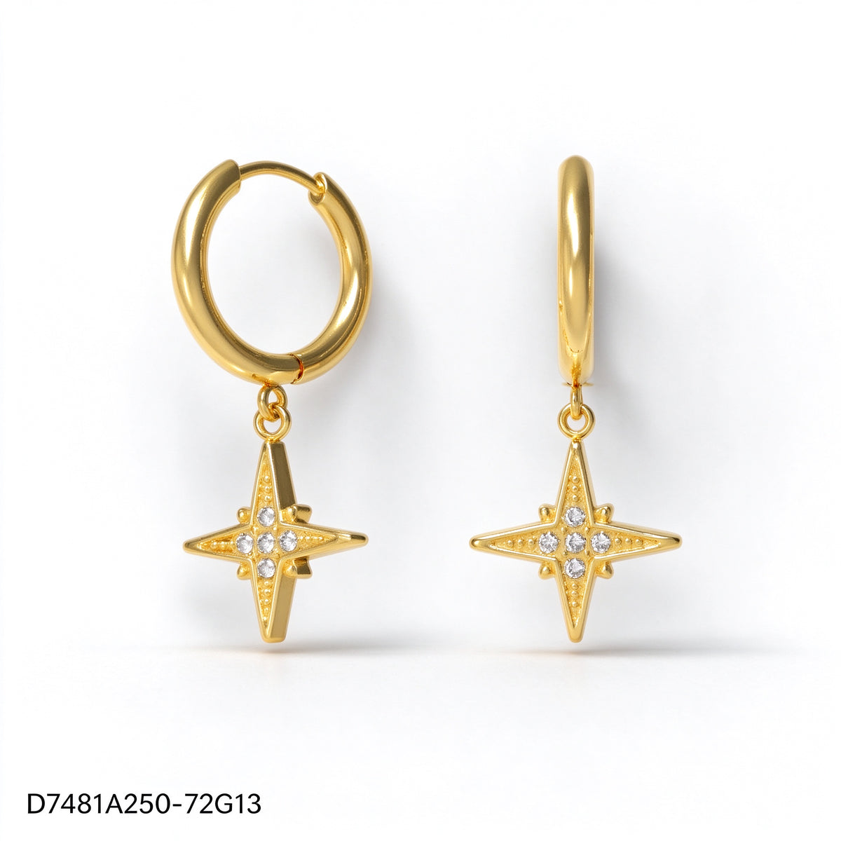 Pendientes Zirconia blanca Dorado Estrella