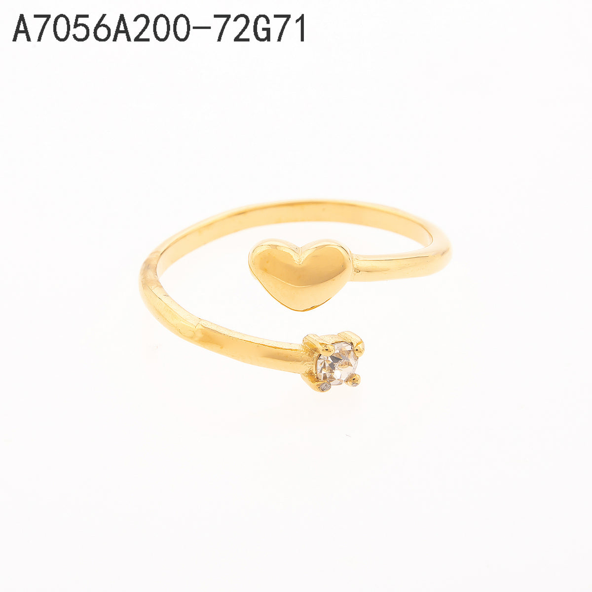 Anillo Zirconia blanca Dorado Corazón