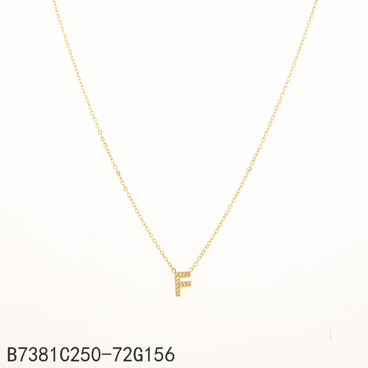 Collar Zirconia blanca Dorado Letra F