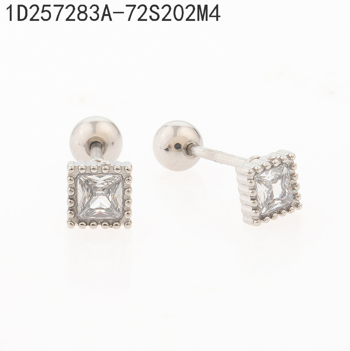Pendientes Zirconia blanca Plateado Cuadrado 4 Milimetros