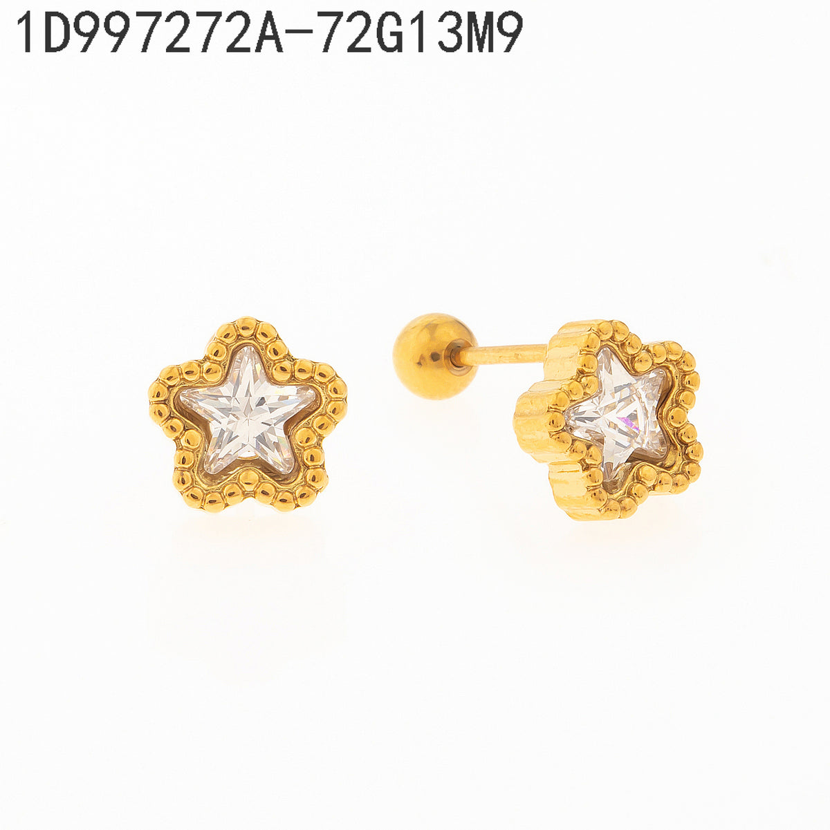 Pendientes Zirconia blanca Dorado Estrella 9 Milimetros