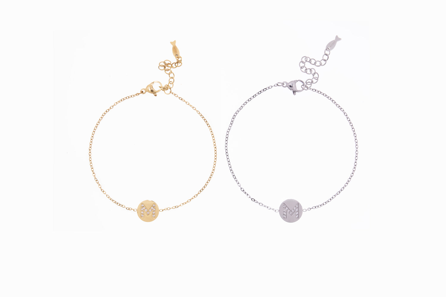 Pulsera con la letra M Oro Grueso 14K