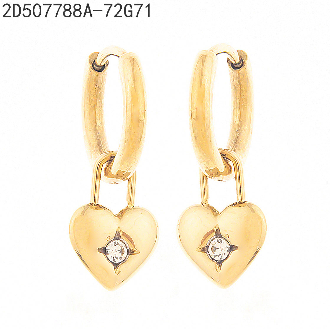 Pendientes Zirconia blanca Dorado Corazón