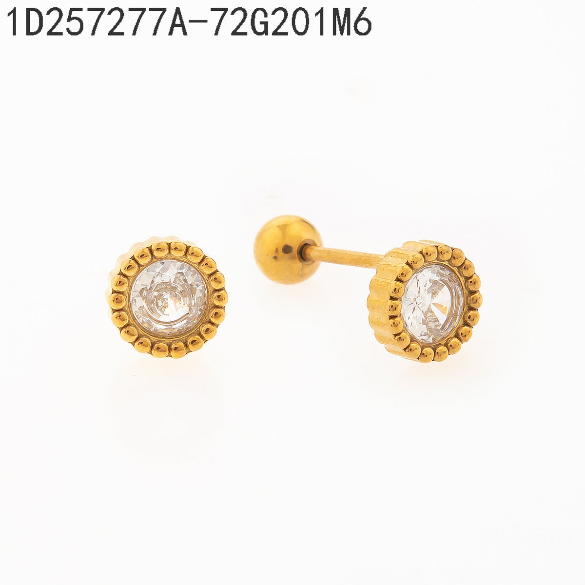 Pendientes Zirconia blanca Dorado Círculo 6 Milimetros