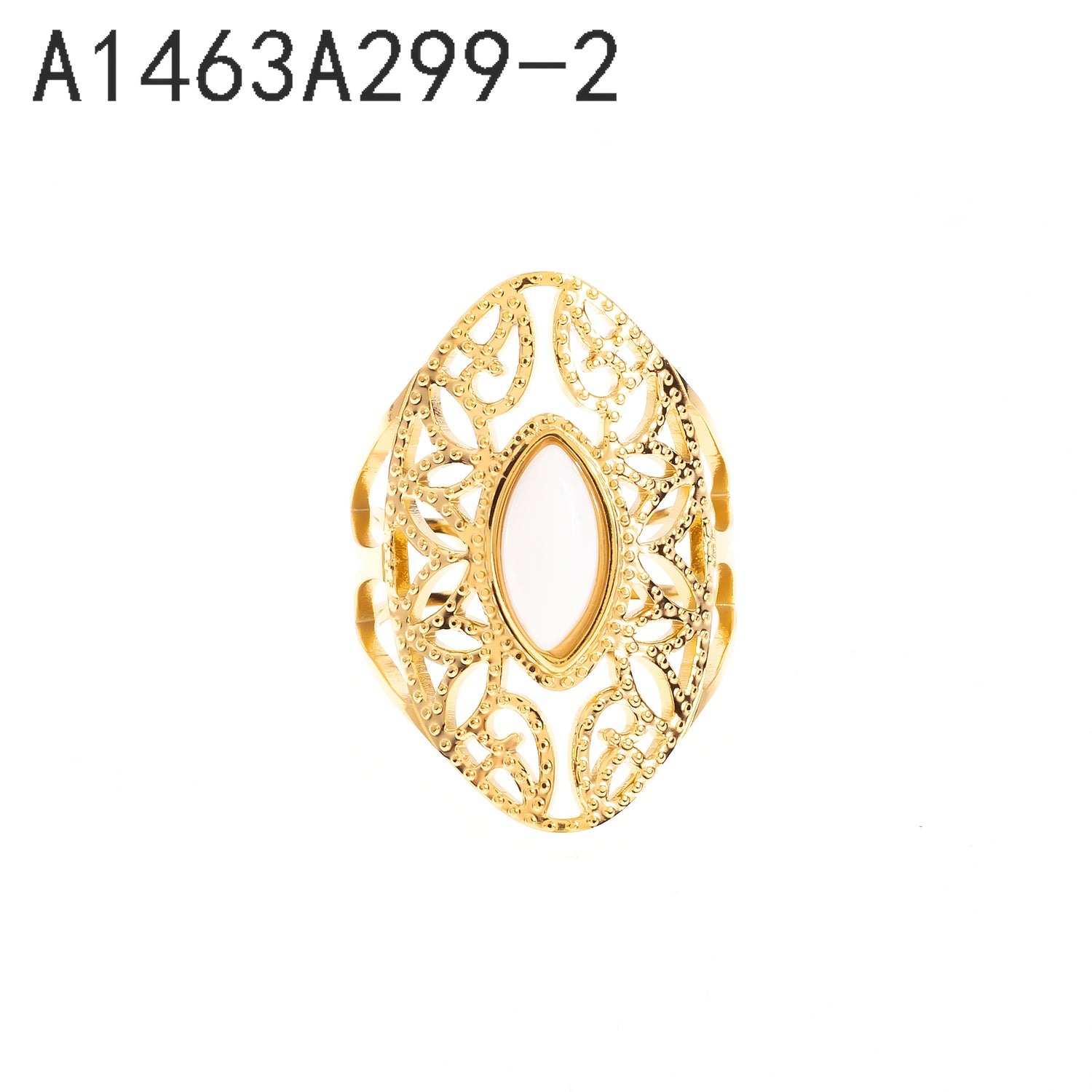 Anillo de piedra blanca Oro Grueso 14K