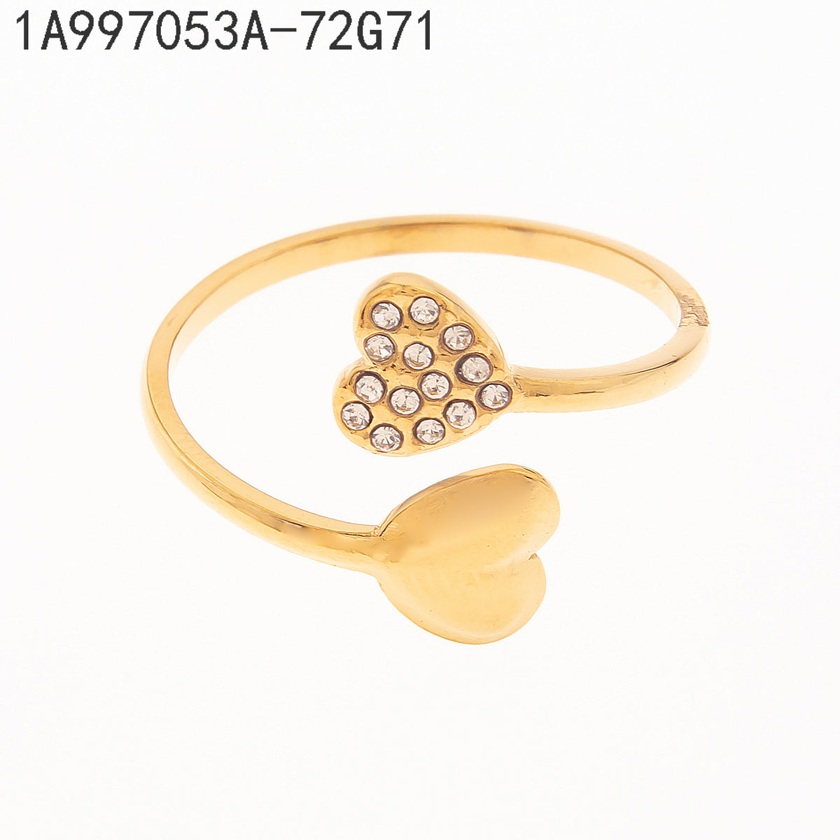 Anillo Zirconia blanca Dorado Corazón