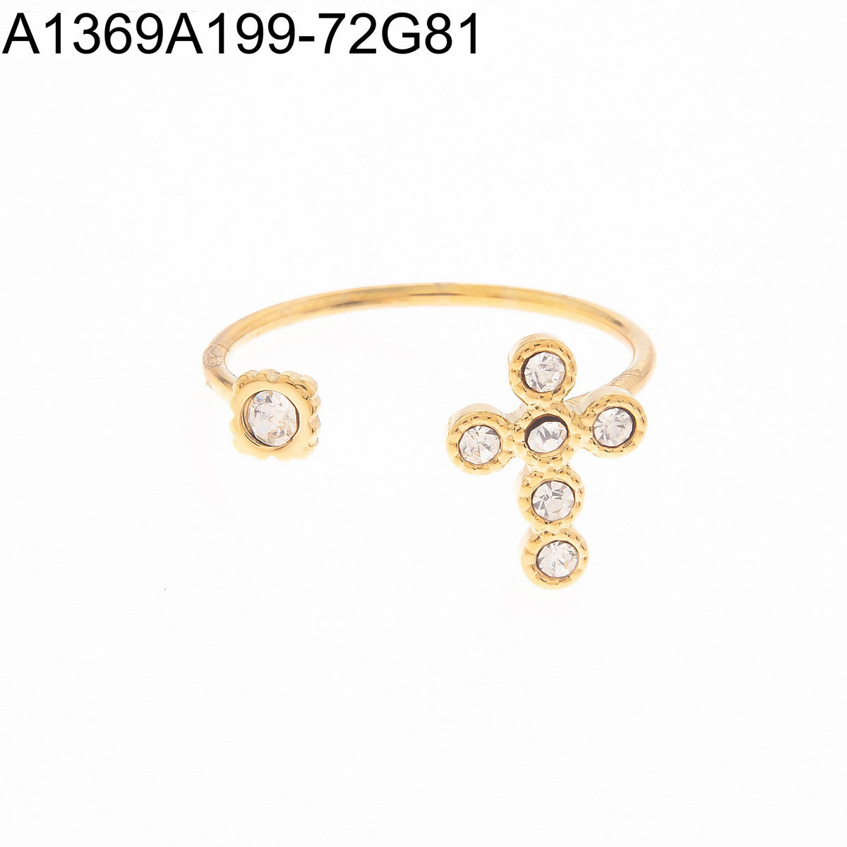 Anillo Zirconia blanca Dorado Cruz
