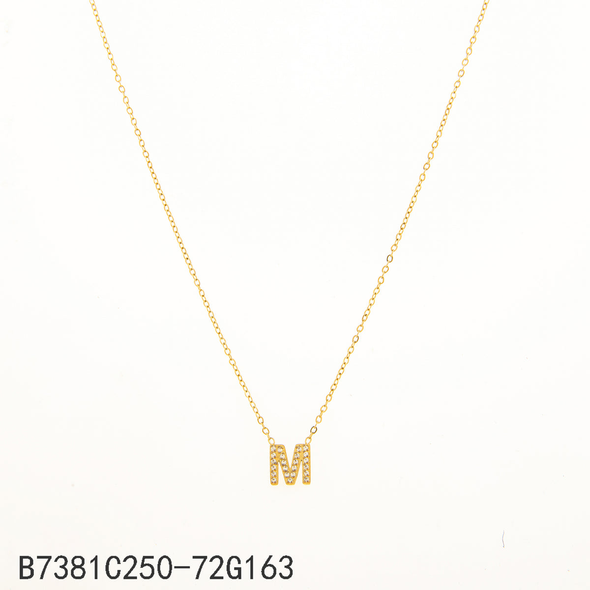 Collar Zirconia blanca Dorado Letra M
