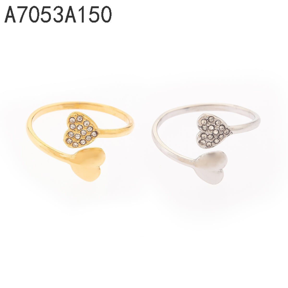 Anillo Zirconia blanca Dorado Corazón