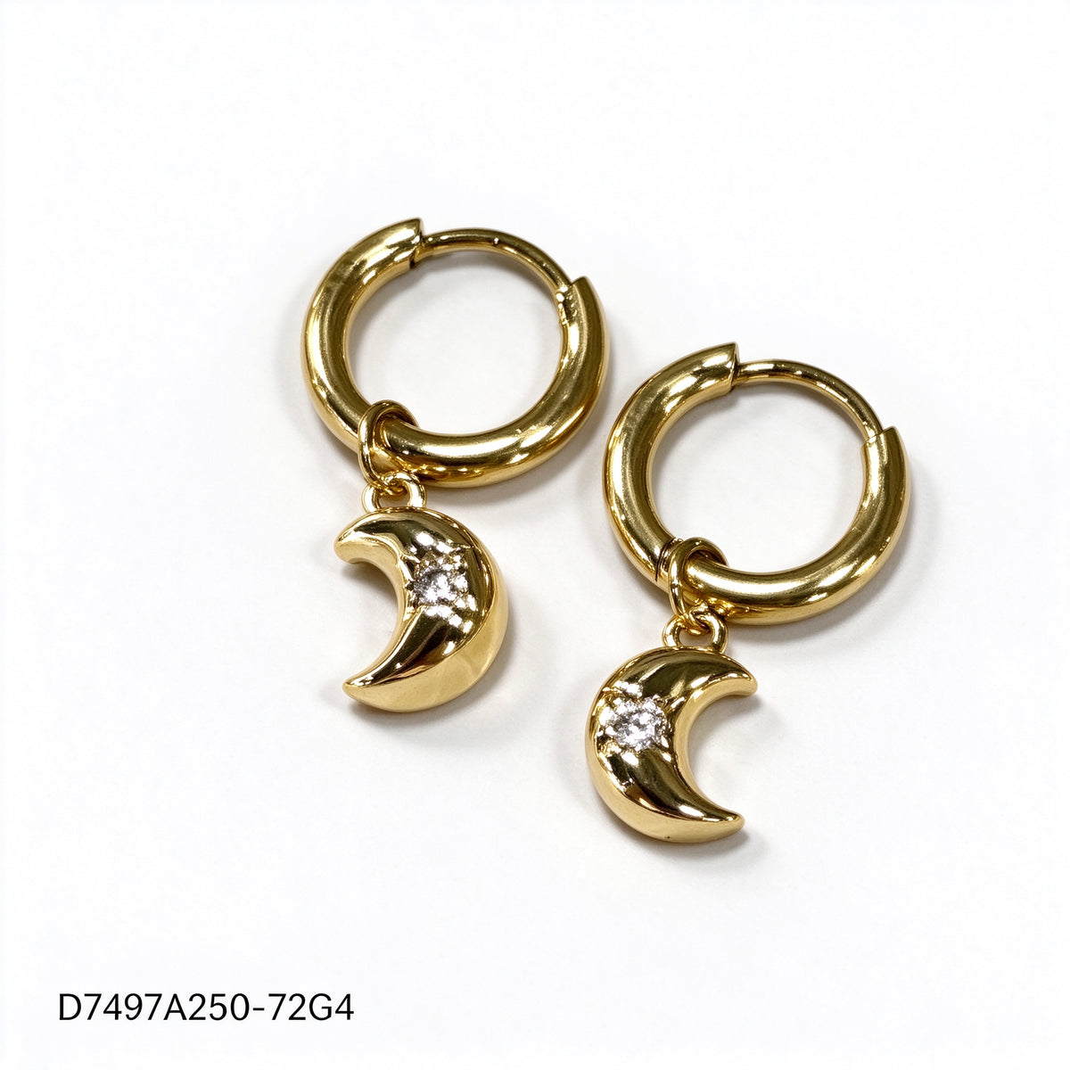 Pendientes Zirconia blanca Dorado Luna