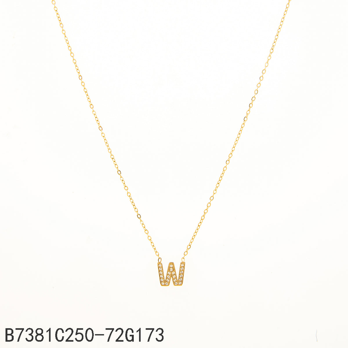 Collar Zirconia blanca Dorado Letra W