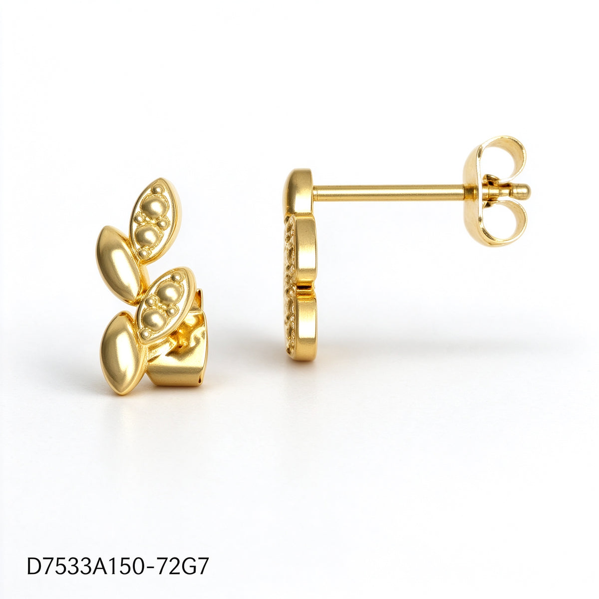 Pendientes Zirconia blanca Dorado Hoja
