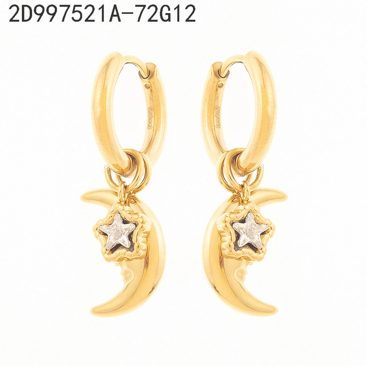 Pendientes Zirconia blanca Dorado Cuerpos celestes