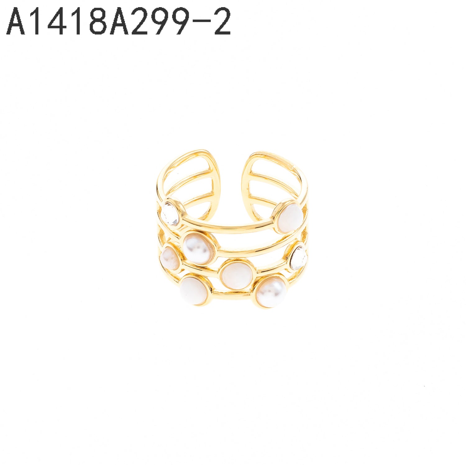 Anillo de piedra blanca Oro Grueso 14K
