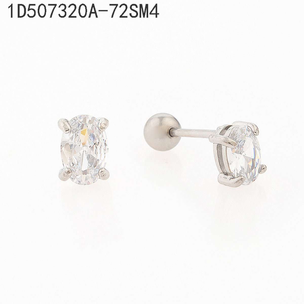 Pendientes Zirconia blanca Plateado  4 Milimetros