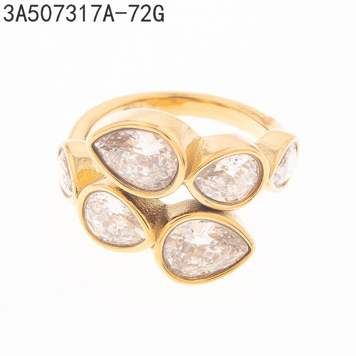 Anillo Zirconia blanca Dorado