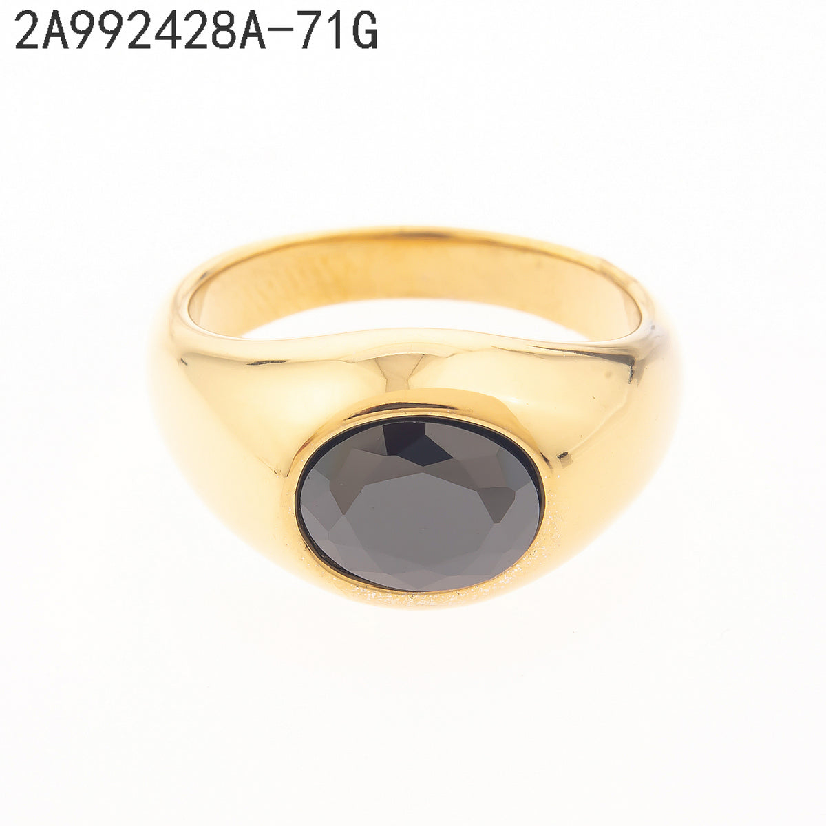 Anillo Zirconia negra Dorado