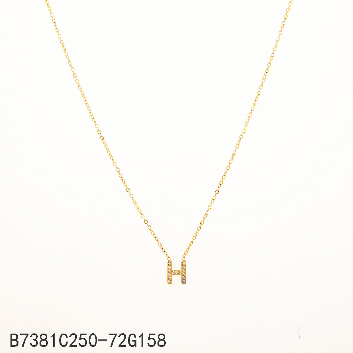 Collar Zirconia blanca Dorado Letra H