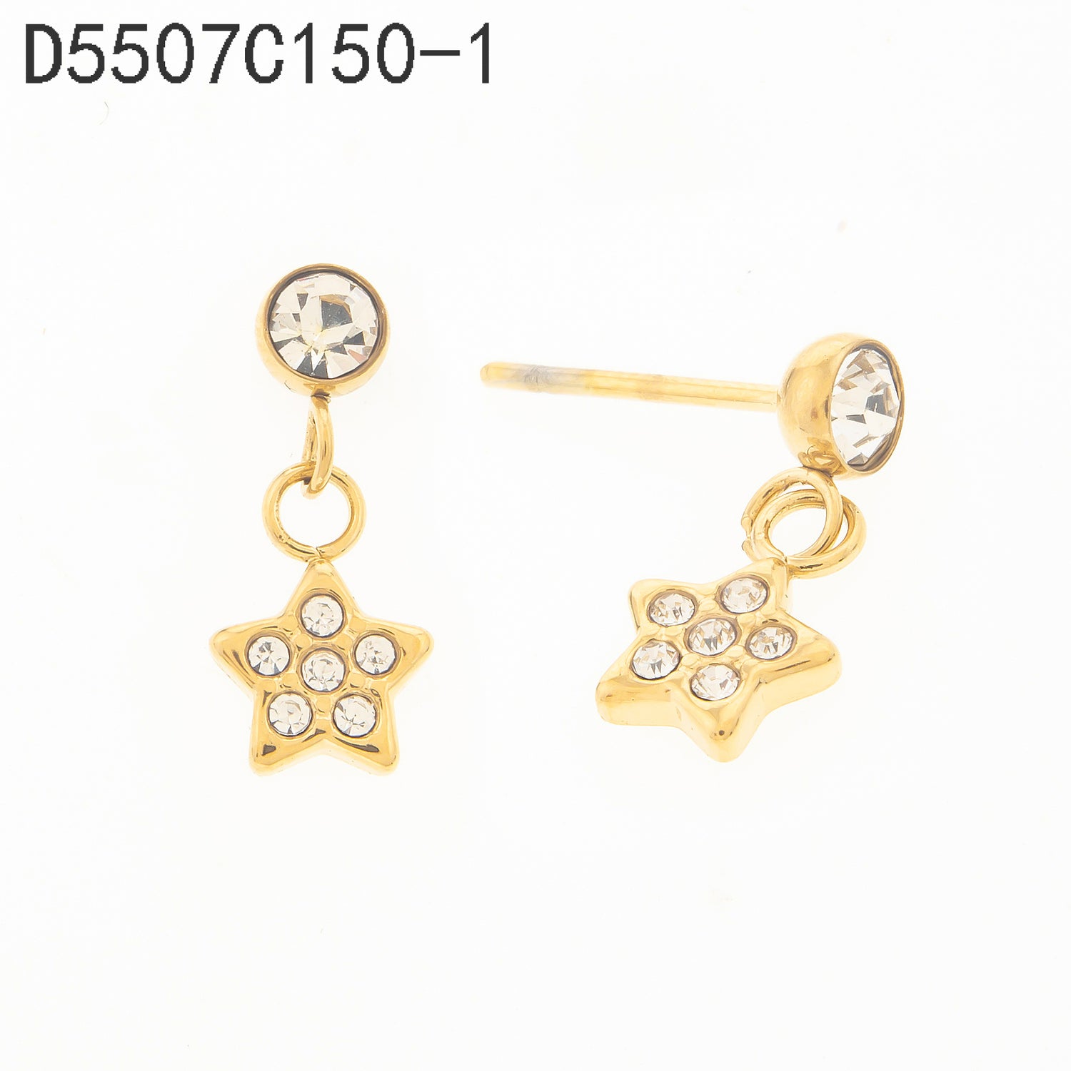 Pendientes con cierre de circonita Oro Grueso 14K