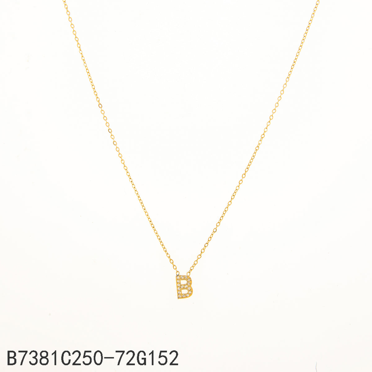 Collar Zirconia blanca Dorado Letra B