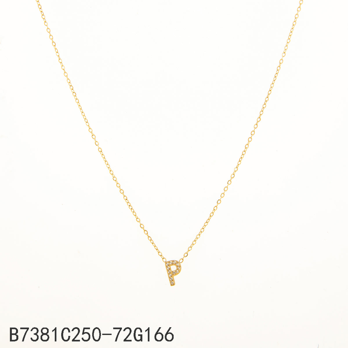 Collar Zirconia blanca Dorado Letra P