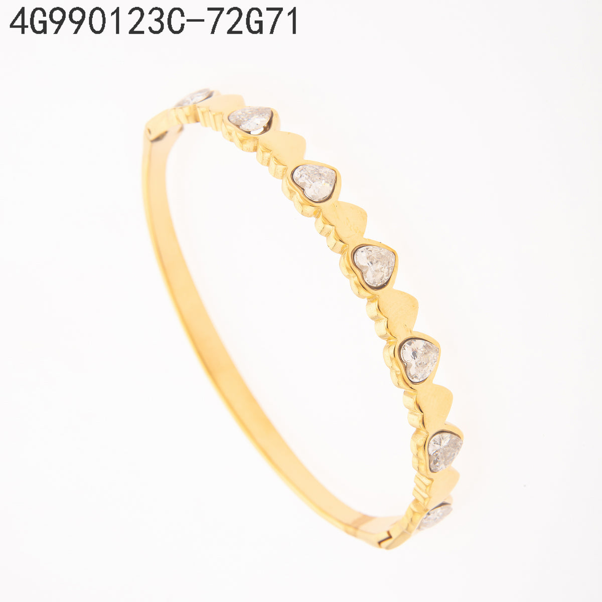 Brazalete Zirconia blanca Dorado Corazón
