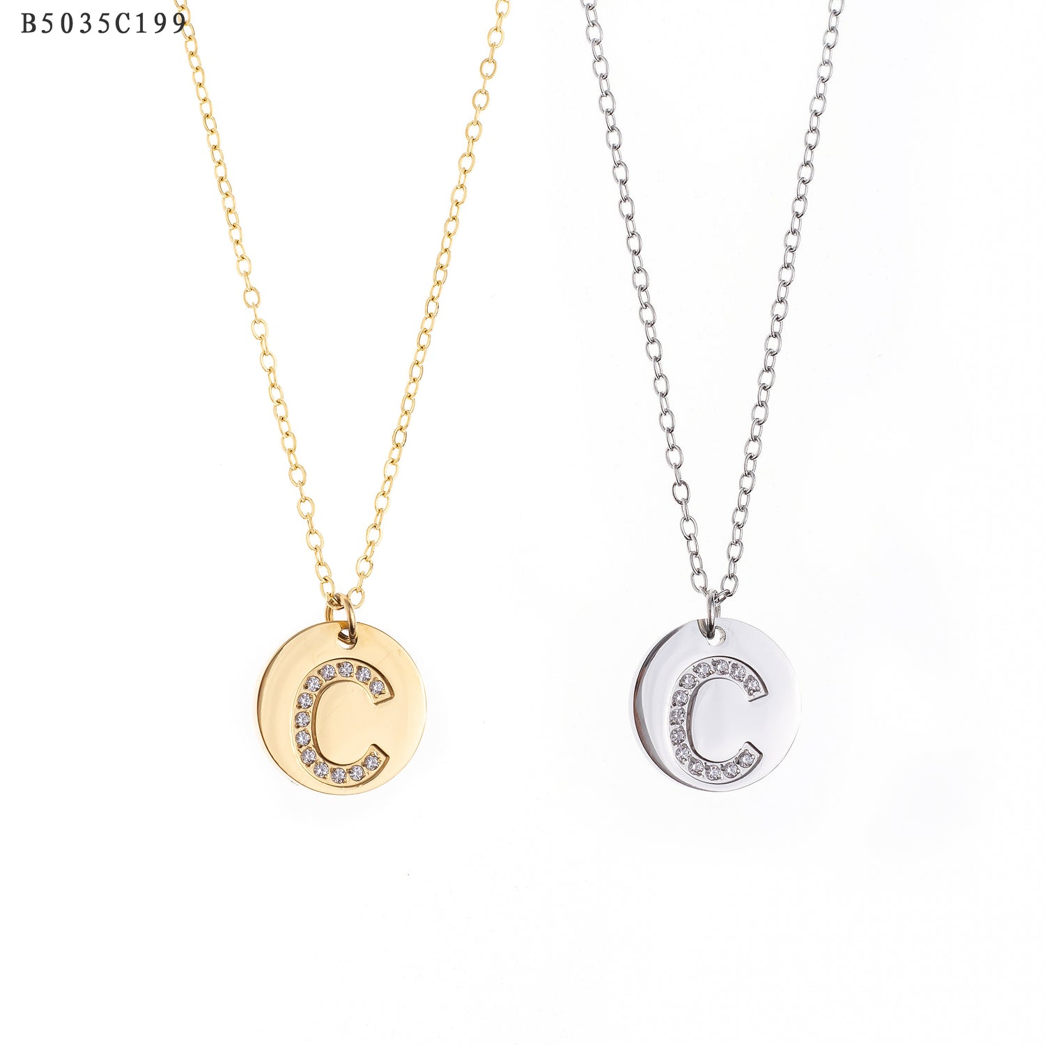 Collar con la letra C Oro Grueso 14K