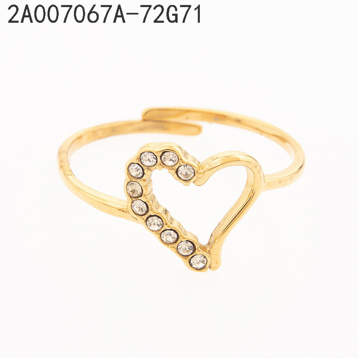 Anillo Zirconia blanca Dorado Corazón