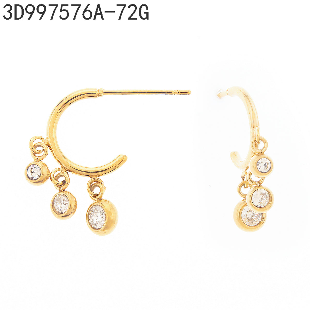 Pendientes Zirconia blanca Dorado
