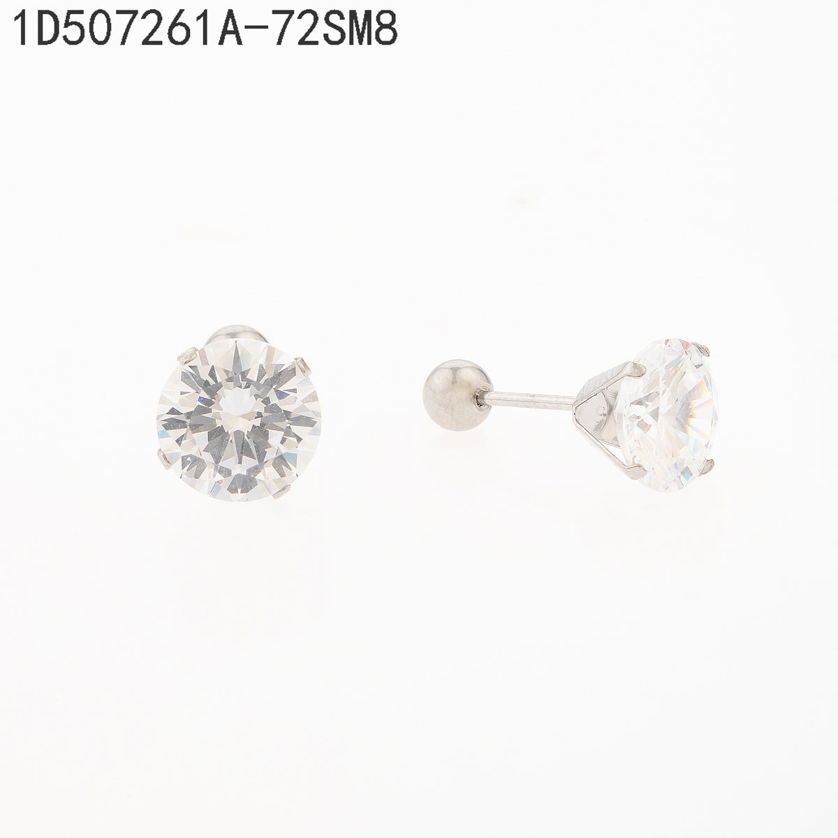 Pendientes Zirconia blanca Plateado  8 Milimetros