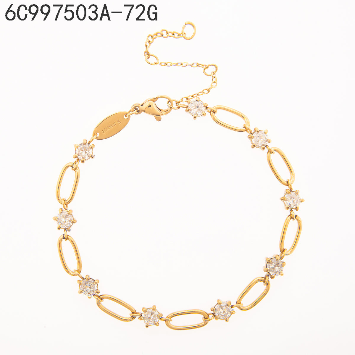 Pulsera Zirconia blanca Dorado
