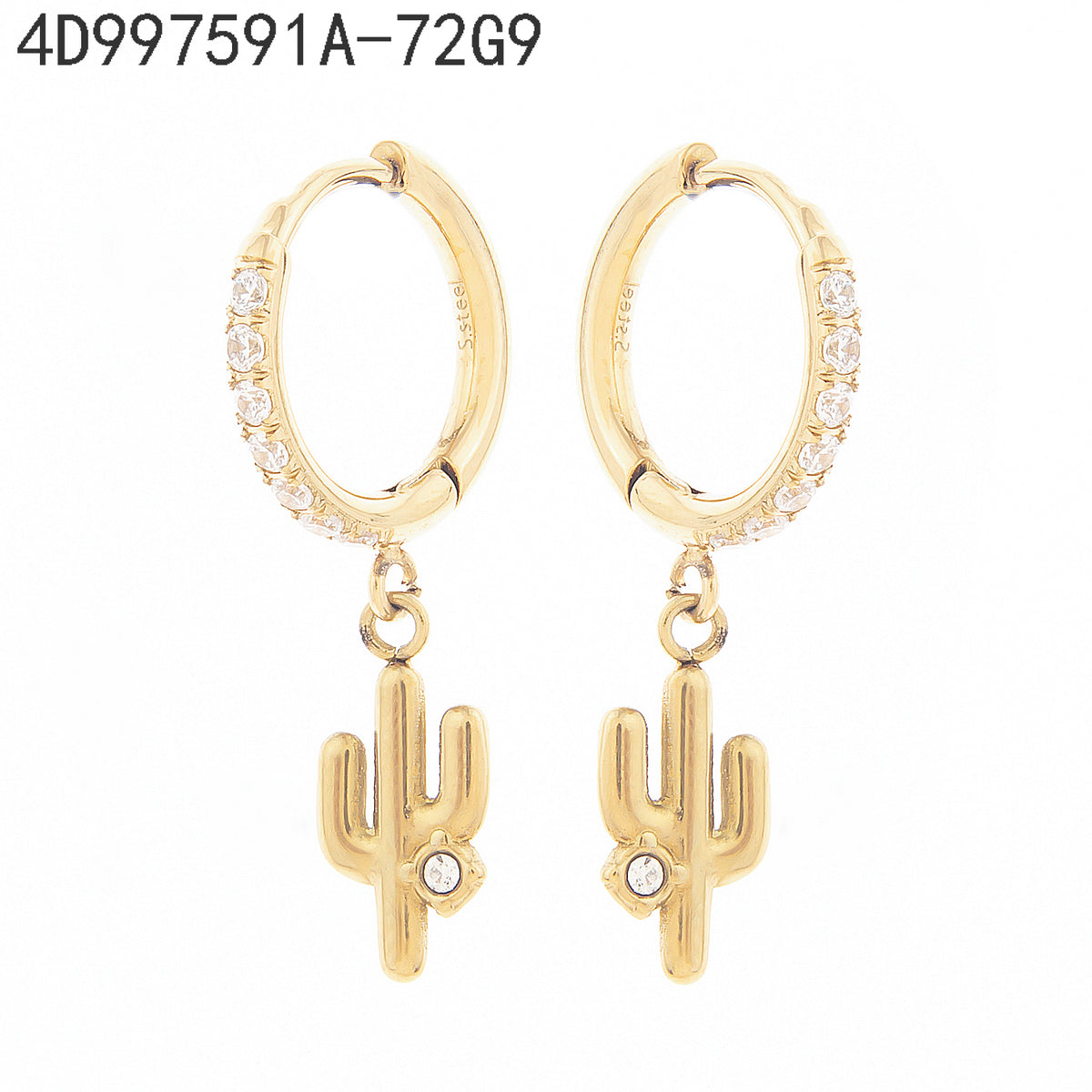 Pendientes Zirconia blanca Dorado Flores y plantas