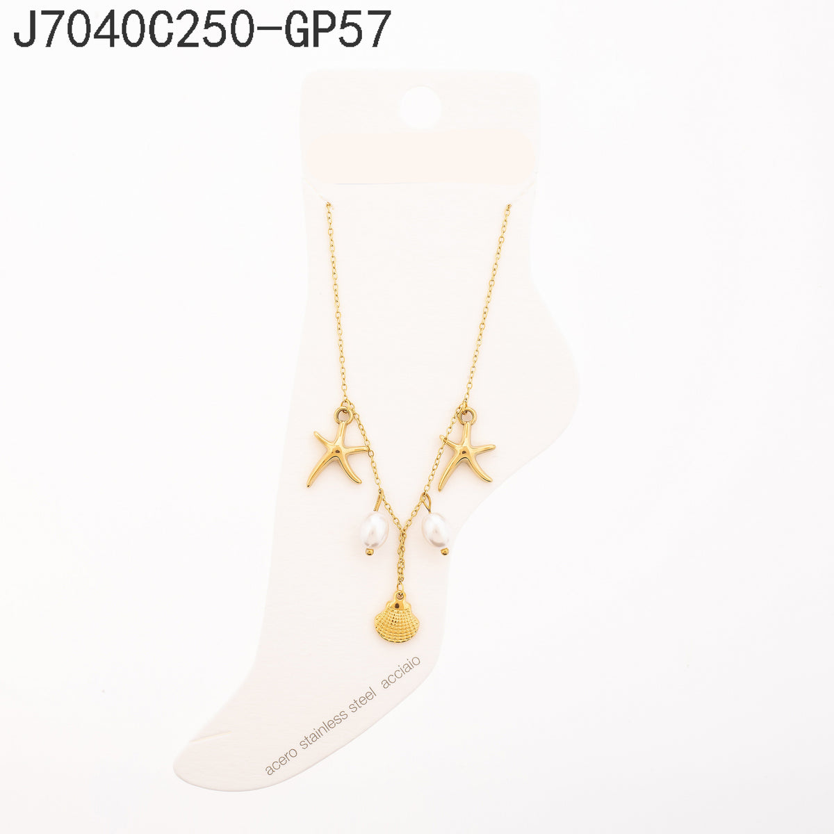 Tobillera  Dorado con Perla Elementos del mar