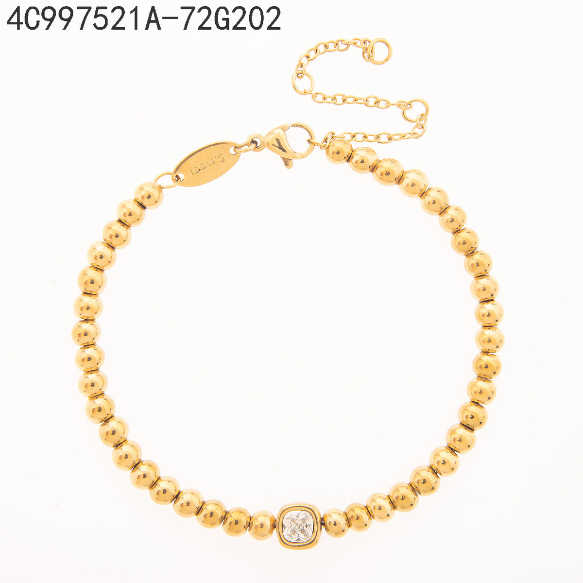 Pulsera Zirconia blanca Dorado Cuadrado