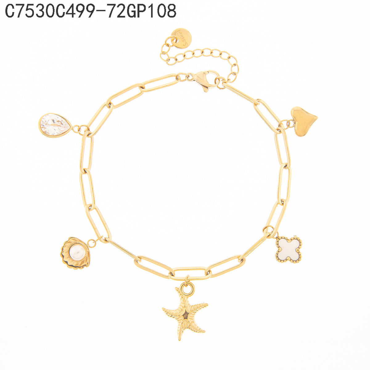 Pulsera Zirconia blanca Dorado con Perla s variados