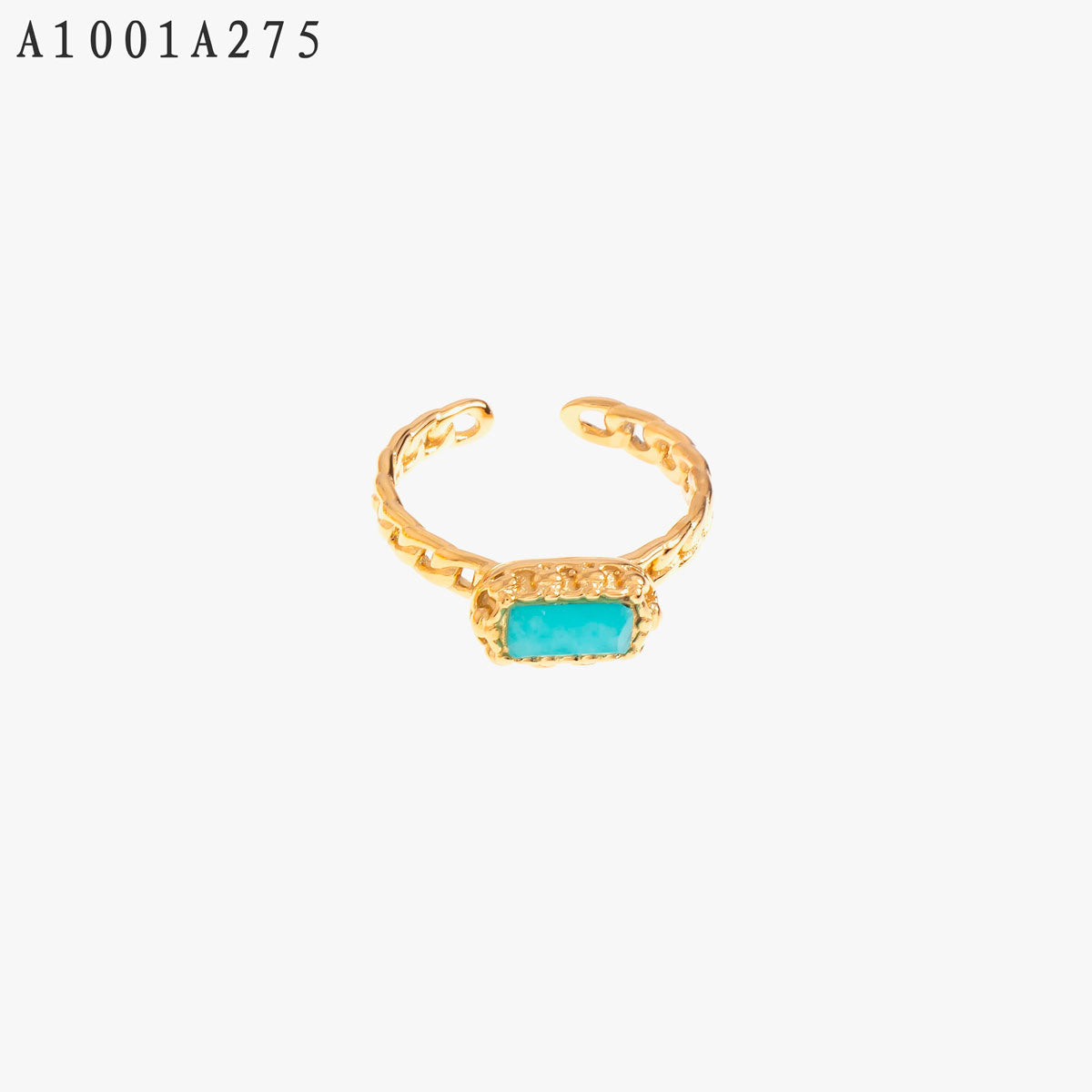 Anillo de Piedra Celestial Oro Grueso 14K