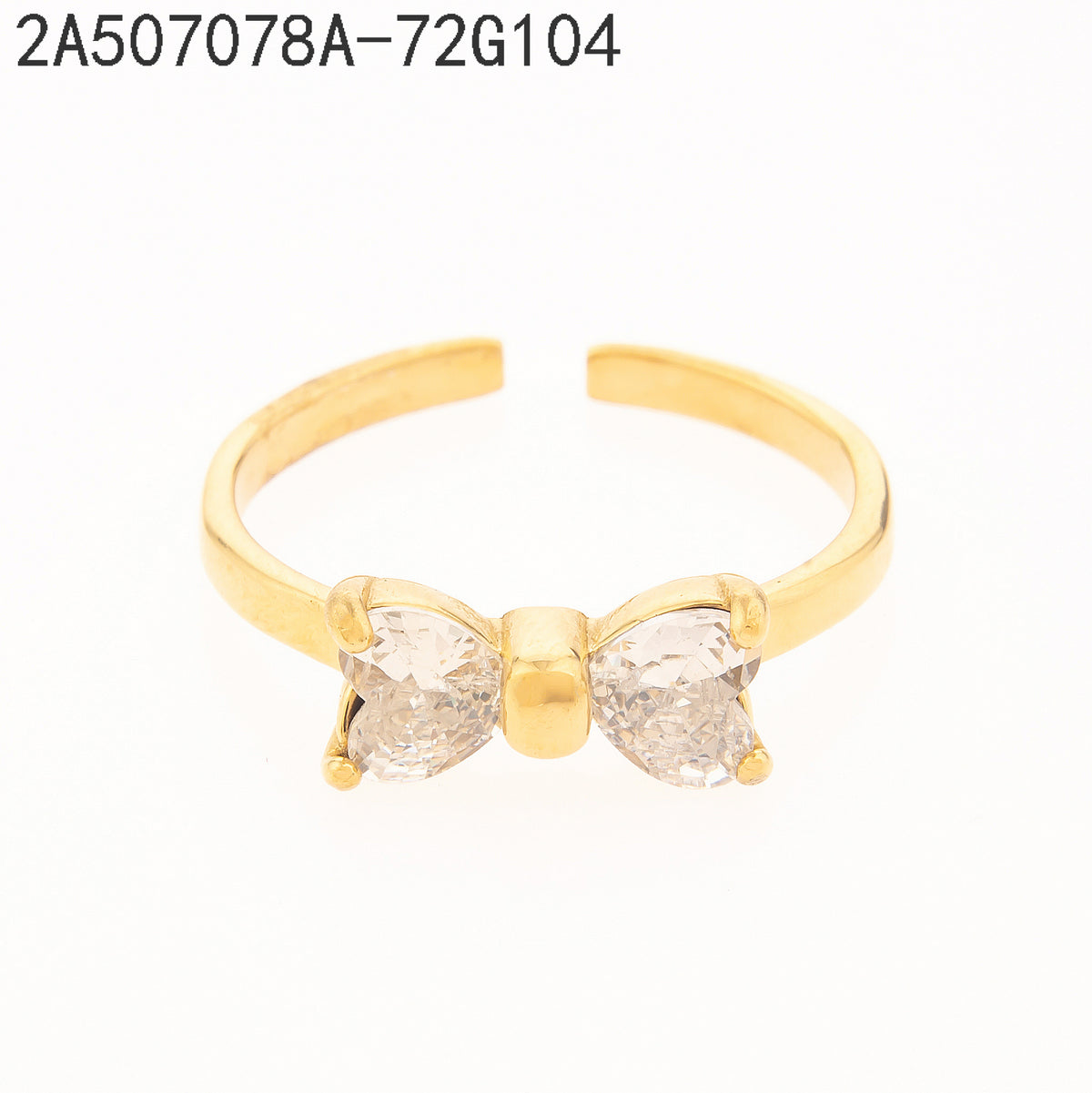 Anillo Zirconia blanca Dorado Cinta de mariposa