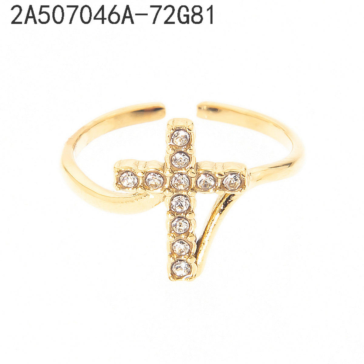 Anillo Zirconia blanca Dorado Cruz