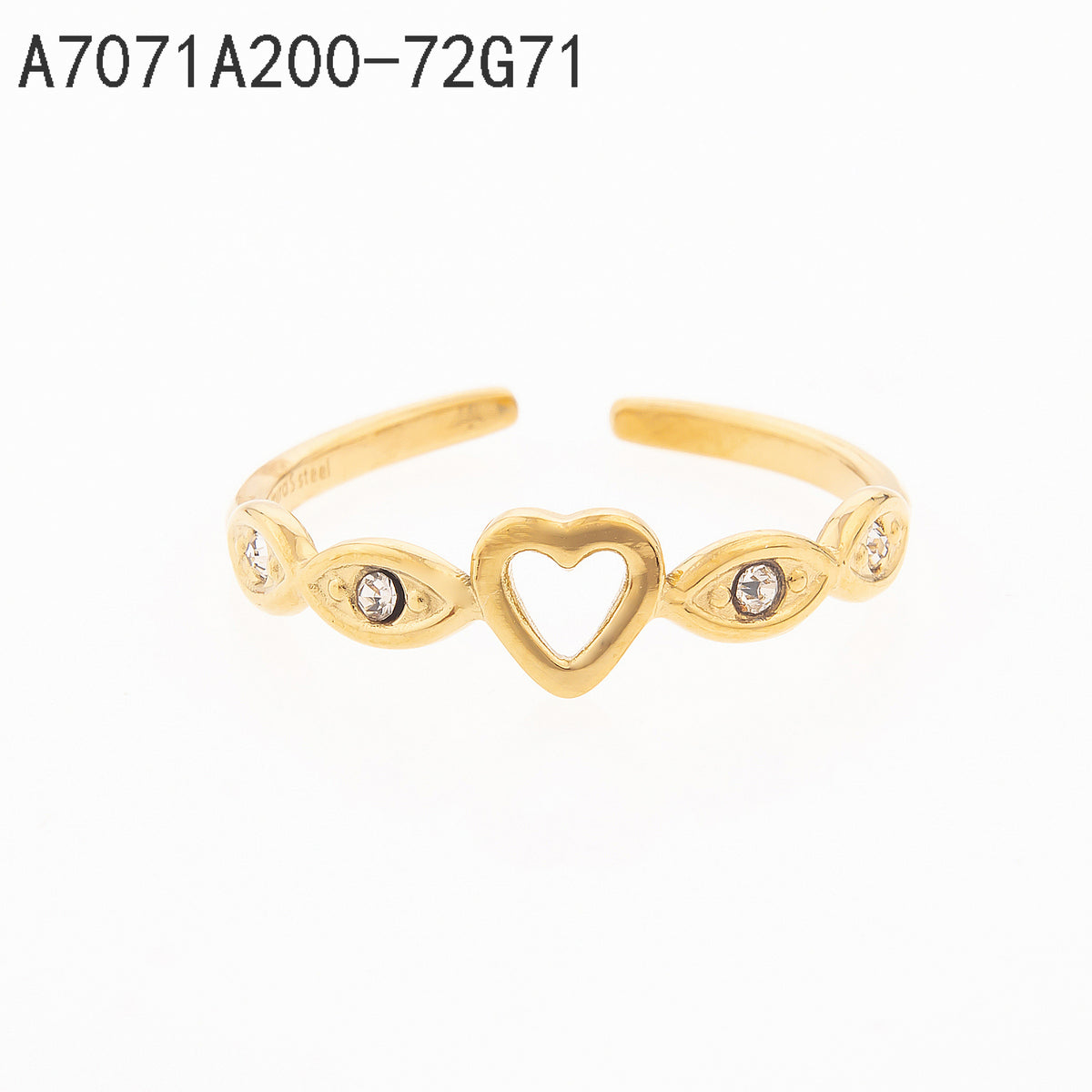 Anillo Zirconia blanca Dorado Corazón